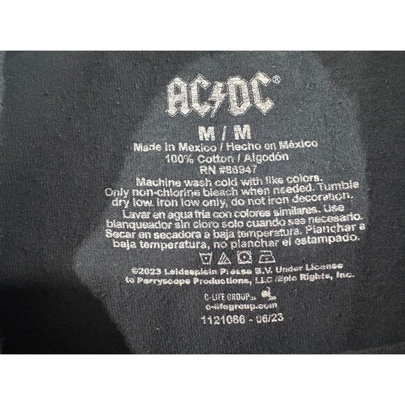 ACDC Ballbreaker Glitter Unisex Faded Black Band Tee Crew T-shirt Rock Sz M - Picture 6 of 8